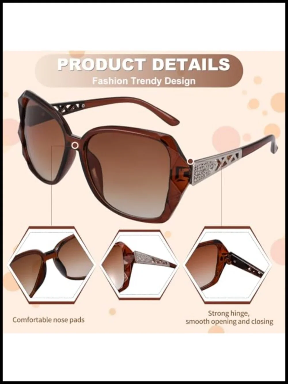 Oversized Classic Sunglasses with Shiny Frame UV400 Protection
